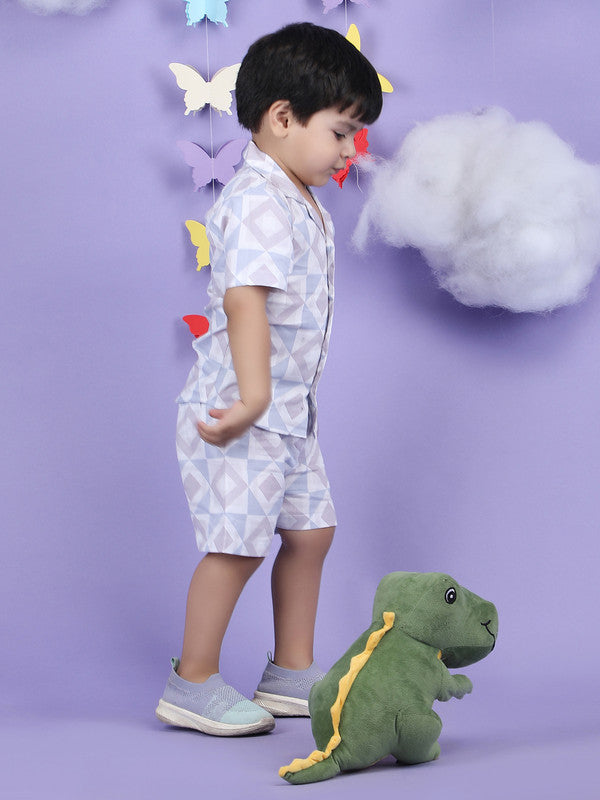 Polka Tots Half Sleeves Co-ord Set - Purple - Laadlee