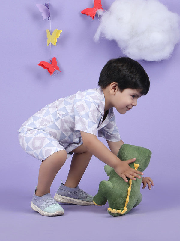 Polka Tots Half Sleeves Baby Co-ord Set - Purple - Laadlee