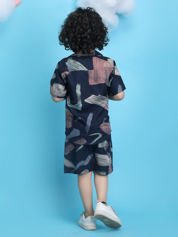 Polka Tots Half Sleeves Baby Co-ord Set - Navy - Laadlee