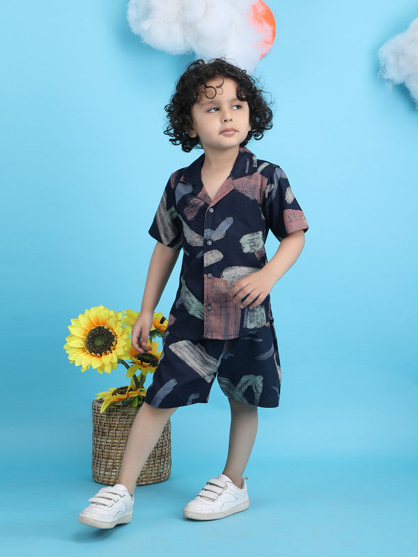 Polka Tots Half Sleeves Baby Co-ord Set - Navy - Laadlee