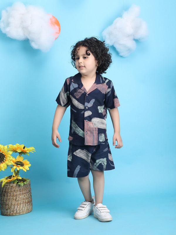 Polka Tots Half Sleeves Baby Co-ord Set - Navy - Laadlee