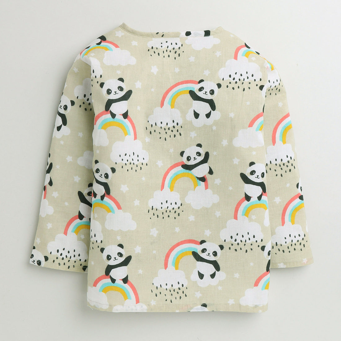 Polka Tots Full Sleeves Baby Night Wear Rainbow Kurta Pyjama - Cream