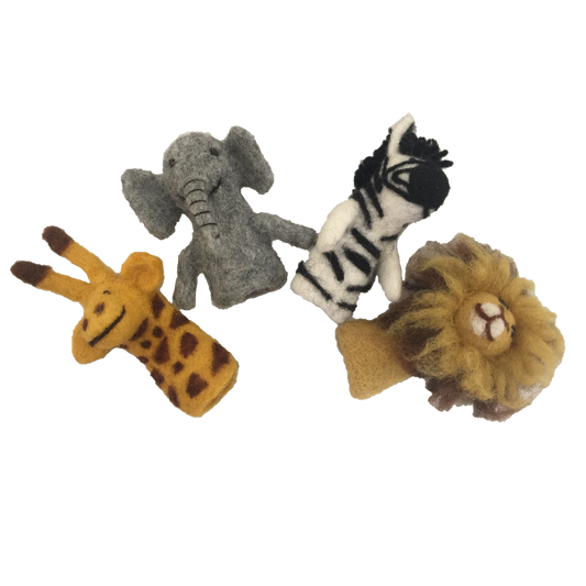 Papoose African Animal Finger Puppets - 4pcs