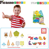 Picasso Magnetic Tiles Dinosaur Set - 38pcs