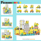 Picasso Magnetic Tiles Construction Set with Trucks - 8pcs