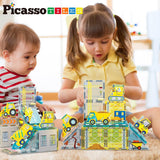 Picasso Magnetic Tiles Construction Set with Trucks - 8pcs