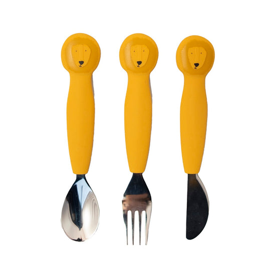 Trixie Stainless Steel and Silicone Cutlery Set - Mr. Lion