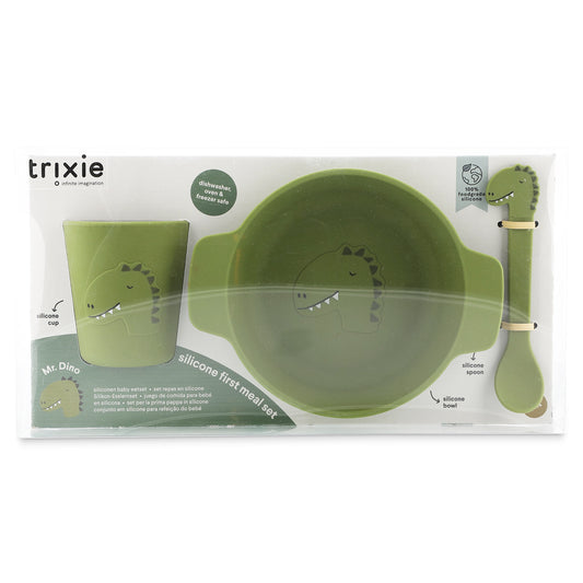 Trixie Silicone First Meal Set (Bowl, Spoon & Cup) - Mr. Dino