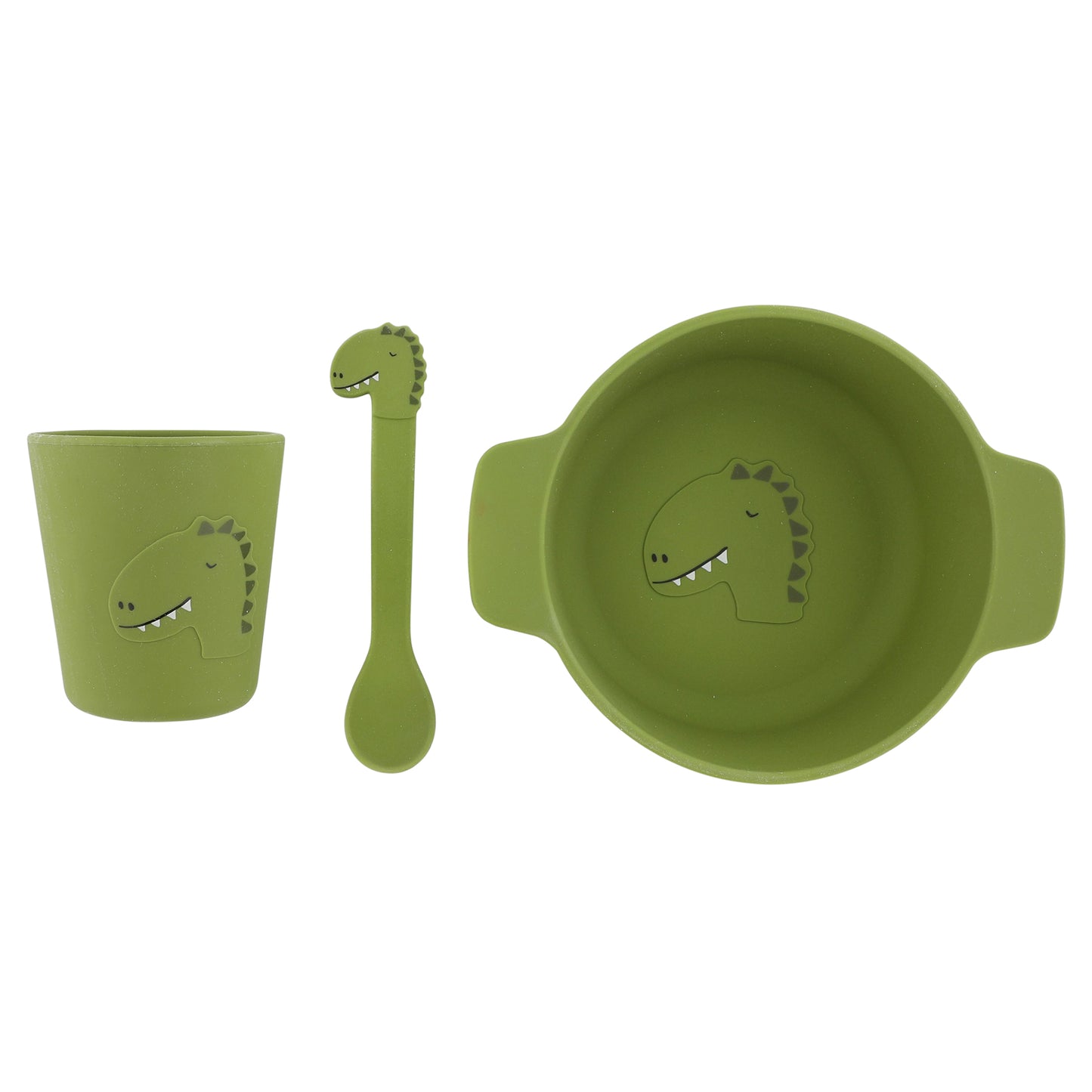 Trixie Silicone First Meal Set (Bowl, Spoon & Cup) - Mr. Dino