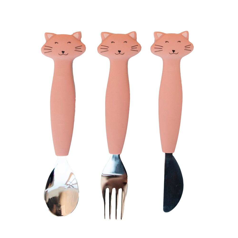 Trixie Stainless Steel and Silicone Cutlery Set - Mrs. Cat