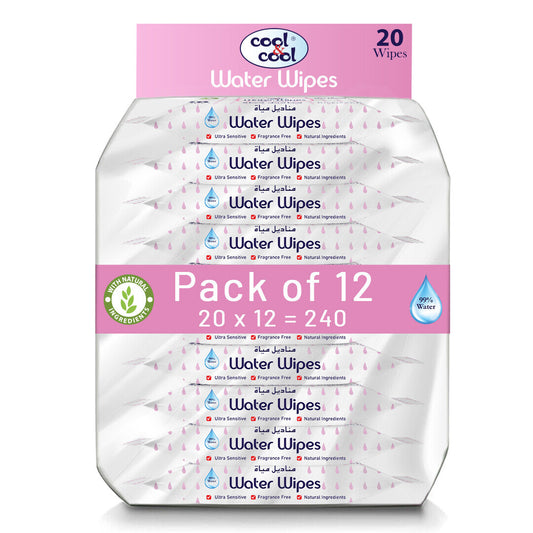 Cool & Cool Aqua Wipes Pack of 12 - 240pcs