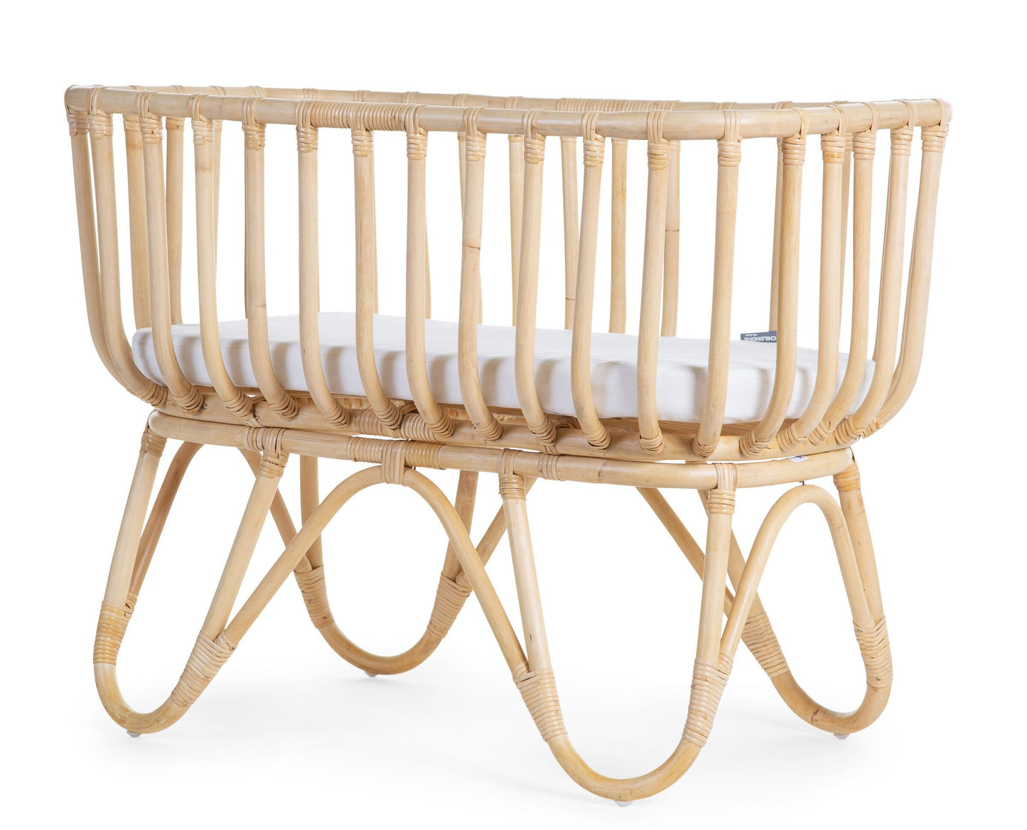 Childhome Rattan Cradle 80x40 With Mattress and Off White Cover