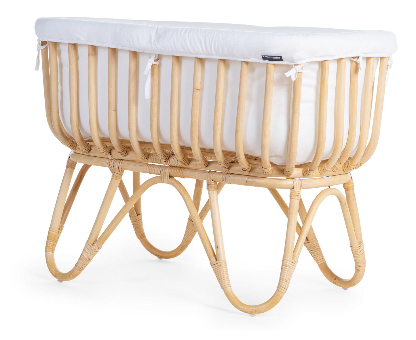 Childhome Rattan Cradle 80x40 With Mattress and Off White Cover