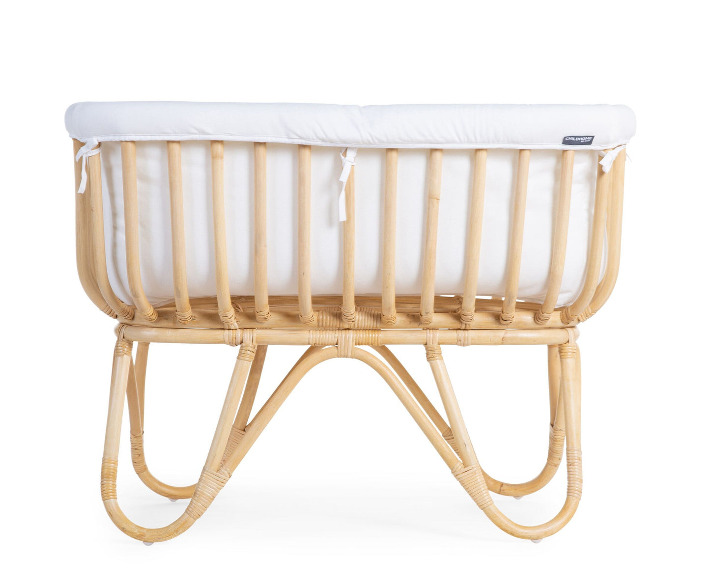 Childhome Rattan Cradle 80x40 With Mattress and Off White Cover