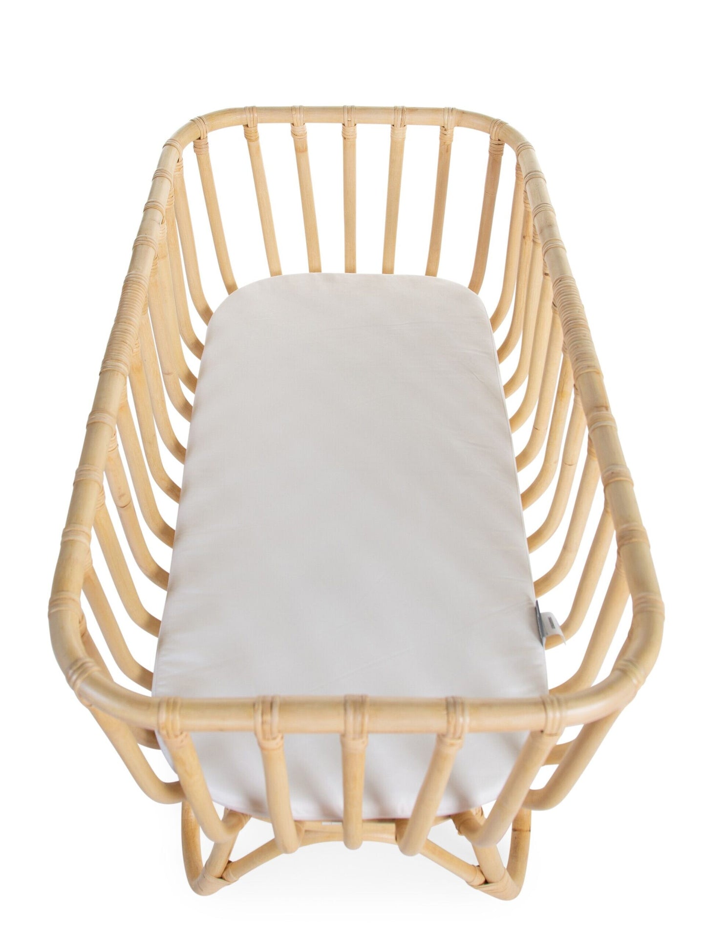 Childhome Rattan Cradle 80x40 With Mattress and Off White Cover