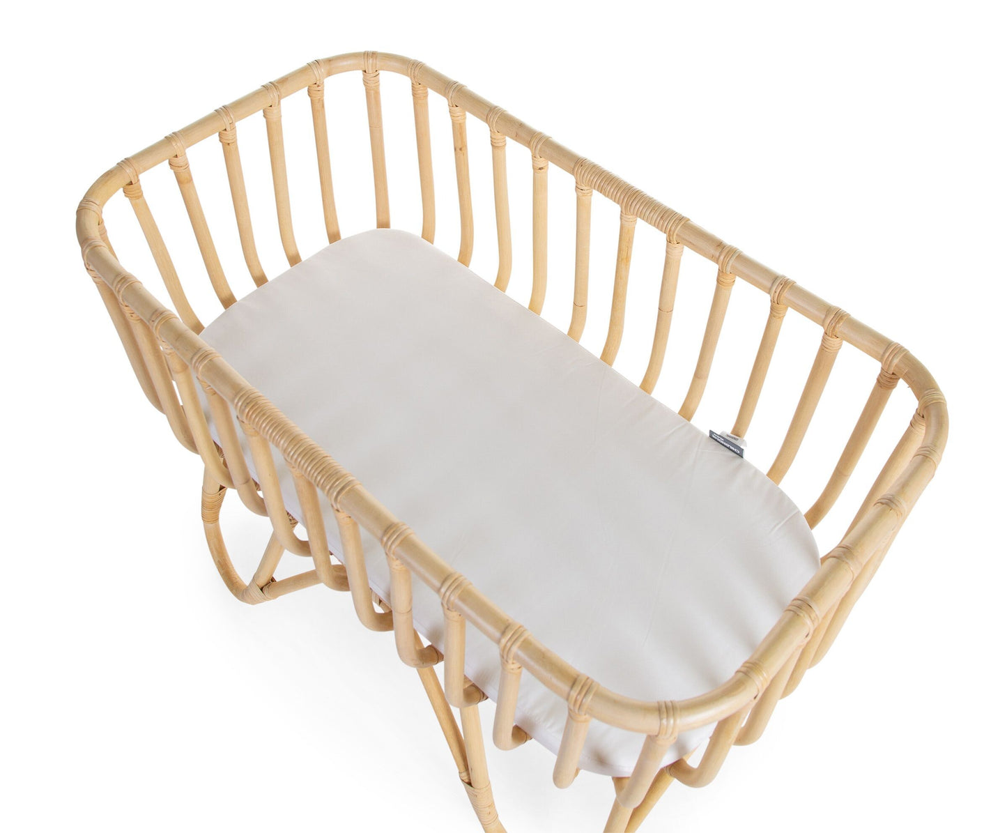 Childhome Rattan Cradle 80x40 With Mattress and Off White Cover