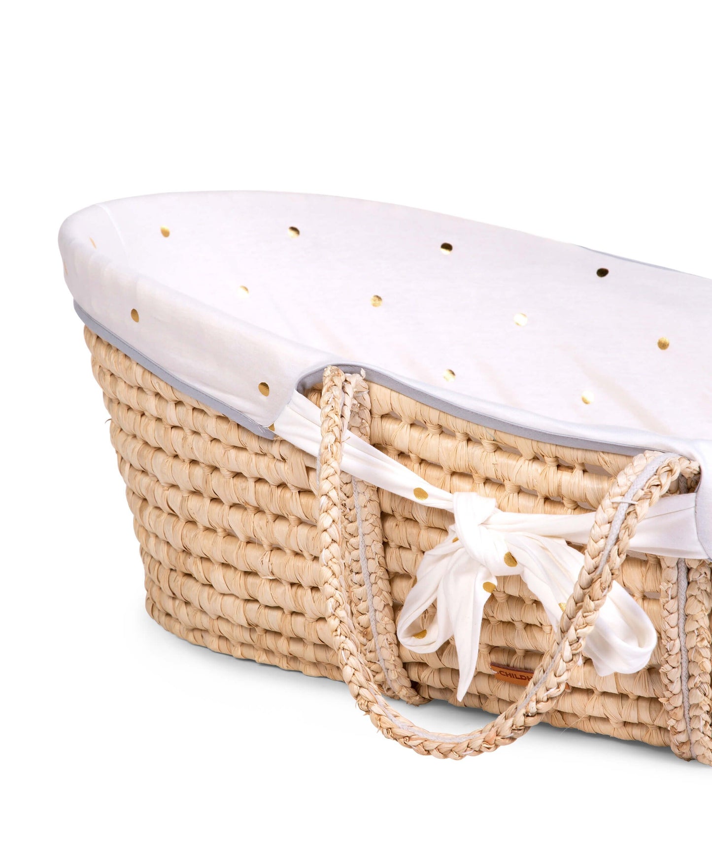 Childhome Bundle Moses Basket With Mattress and  Gold Dots Cover