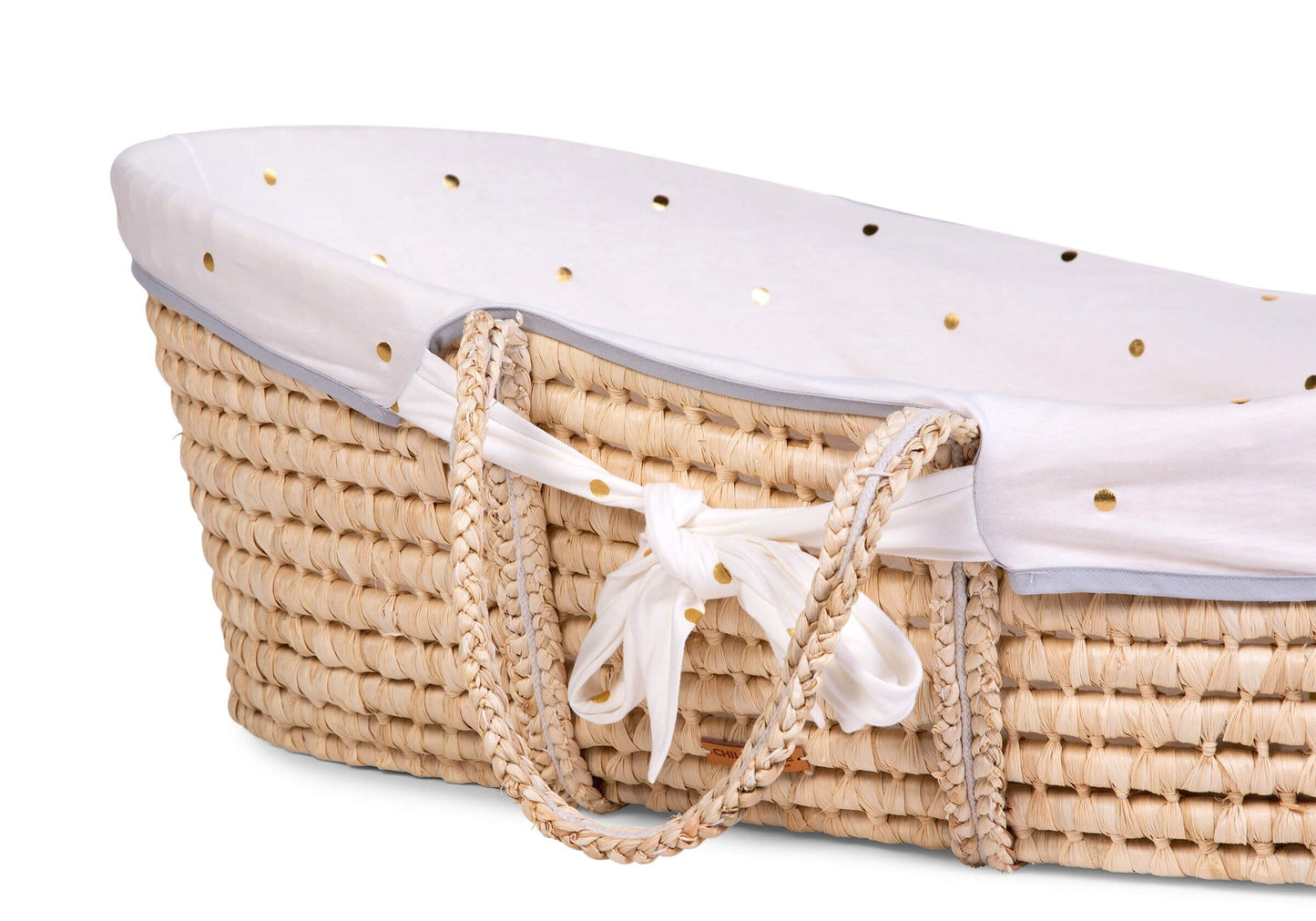 Childhome Bundle Moses Basket With Mattress and  Gold Dots Cover