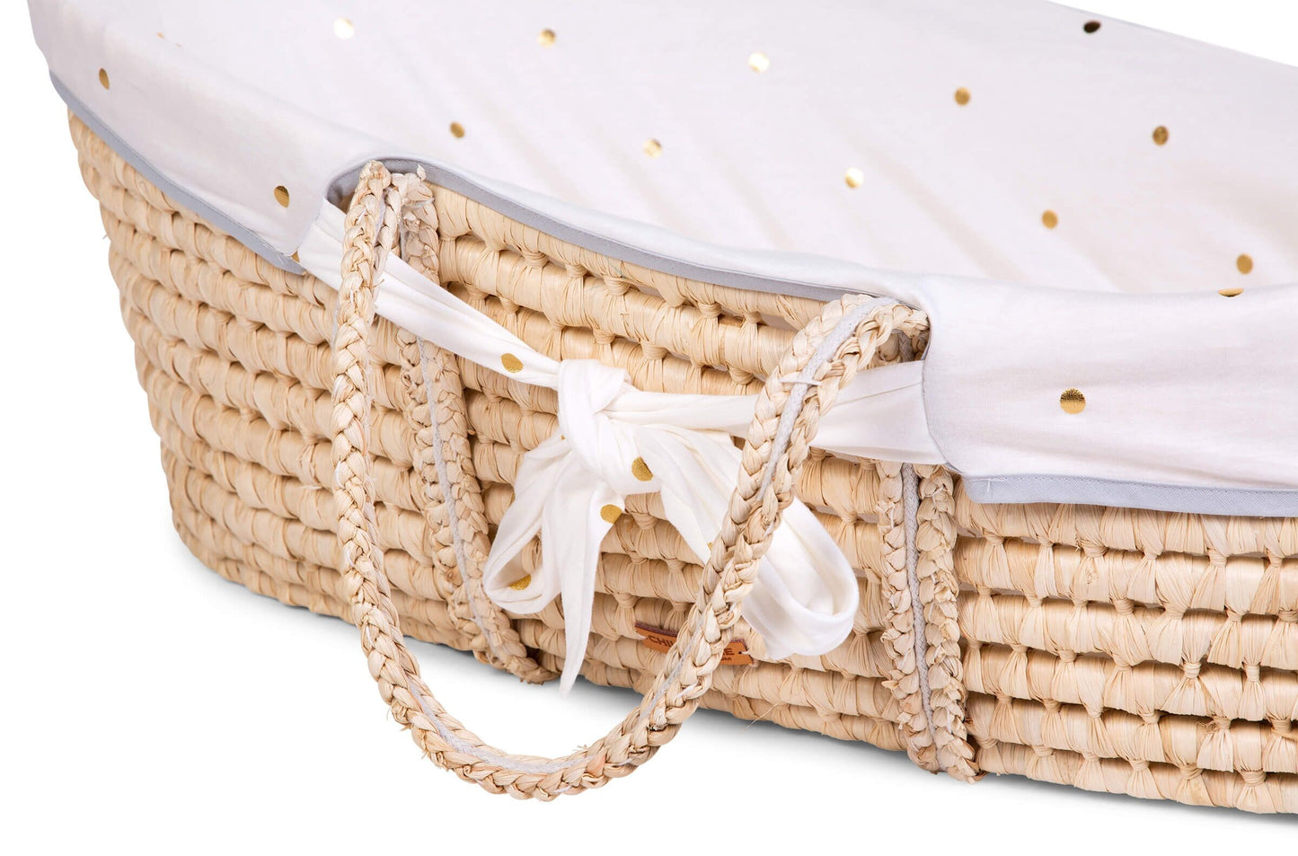 Childhome Bundle Moses Basket With Mattress and  Gold Dots Cover