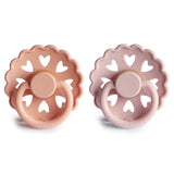 Frigg Fairytale Silicone Baby Pacifier 0-6M, 2Pack, Pretty In Peach/Primrose - Size 1 - Laadlee