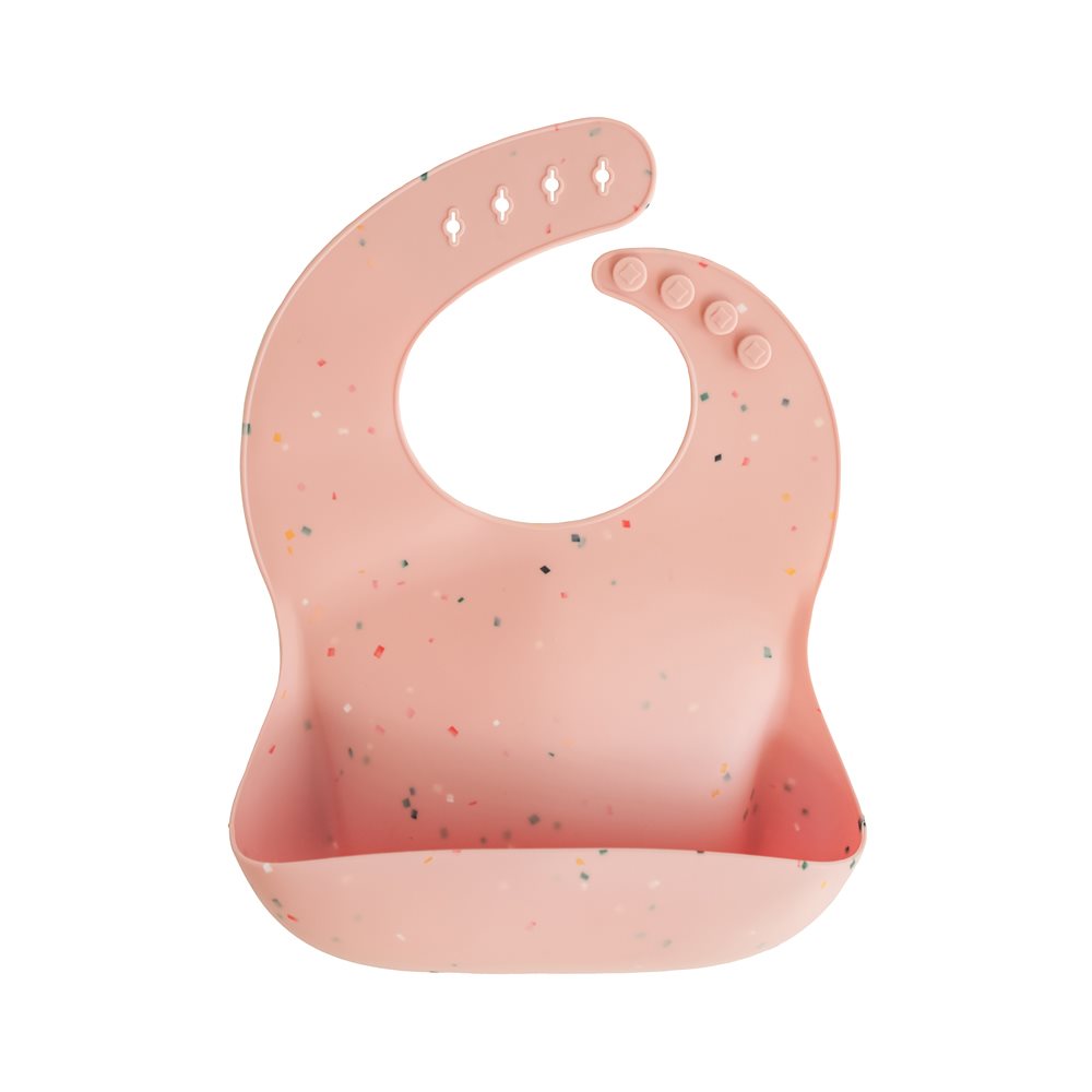 Mushie Silicone Bib Powder Pink Confetti - Laadlee