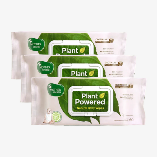 Mother Sparsh Plant Powered Natural Baby Wipes with Fresh Cucumber - 60pcs (Pack of 3)
