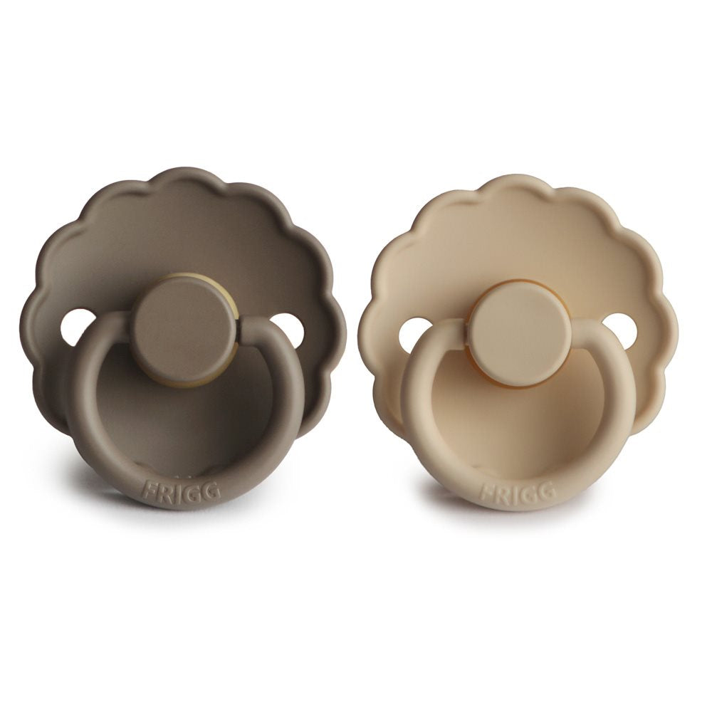 Frigg Daisy Silicone Baby Pacifier 6M - 18M, 2Pack, Croissant/Portobello - Size 2 - Laadlee