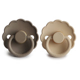 Frigg Daisy Silicone Baby Pacifier 6M - 18M, 2Pack, Croissant/Portobello - Size 2 - Laadlee