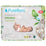 PureBorn Organic Bamboo Ultra Soft (Up To 5Kg) Nappies Size 1 Pineapple Print - 136 Pcs