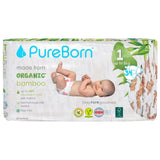 PureBorn Organic Bamboo Ultra Soft (Up To 5Kg) Nappies Size 1 Pineapple Print - 34 Pcs