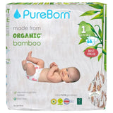 PureBorn Organic Bamboo Ultra Soft (Up To 5Kg) Nappies Size 1 Pineapple Print - 68 Pcs