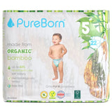 PureBorn Organic Bamboo Ultra Soft (11 - 18 kg) Nappies Size 5 Pineapple Print - 22 Pcs