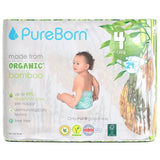 PureBorn Organic Bamboo Ultra Soft (7 - 12 kg) Nappies Size 4 Pineapple Print - 96 Pcs