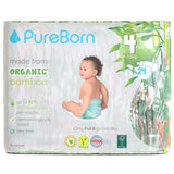 PureBorn Organic Bamboo Ultra Soft (7 - 12 kg) Nappies Size 4 Tropic Print - 24 Pcs