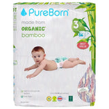 PureBorn Organic Bamboo Ultra Soft (5.5 - 8 kg) Nappies Size 3 Clouds Print - 56 Pcs