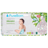 PureBorn Organic Bamboo Ultra Soft (7 - 12 kg) Nappies Size 4 Clouds Print - 96 Pcs