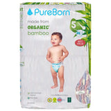 PureBorn Organic Bamboo Ultra Soft (11 - 18 kg) Nappies Size 5 Cloud Print - 44 Pcs
