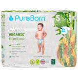 PureBorn Organic Bamboo Ultra Soft (11 - 18 kg) Nappies Size 5 Sunflower Print - 22 Pcs