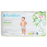 PureBorn Organic Bamboo Ultra Soft (11 - 18 kg) Nappies Size 5 Daisy Print - 88 Pcs