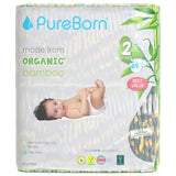 PureBorn Organic Bamboo Ultra Soft (3 - 6kg) Nappies Size 2 Leopard Print - 64 Pcs