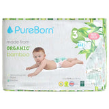 PureBorn Organic Bamboo Ultra Soft (5.5 - 8 kg) Nappies Size 3 Daisy Print - 112 Pcs