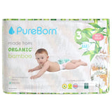 PureBorn Organic Bamboo Ultra Soft (5.5 - 8 kg) Nappies Size 3 Pineapple Print - 112 Pcs