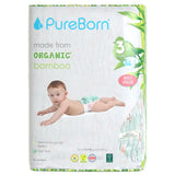 PureBorn Organic Bamboo Ultra Soft (5.5 - 8 kg) Nappies Size 3 Daisy Print - 56 Pcs