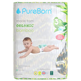 PureBorn Organic Bamboo Ultra Soft (5.5 - 8 kg) Nappies Size 3 Leopard Print - 56 Pcs