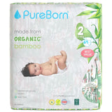 PureBorn Organic Bamboo Ultra Soft (3 - 6 kg) Nappies Size 2 Assorted Print - 64 Pcs