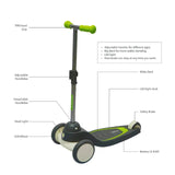 Qplay Mika LED Kids Scooter with 3 Light Modes - Green