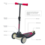 Qplay Mika LED Kids Scooter with 3 Light Modes - Rose
