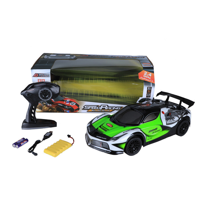 D-Power 1:10 Speed Racing Remote Control 2.4GHZ Race Car - Green - Laadlee