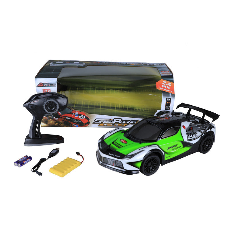 D-Power 1:10 Speed Racing Remote Control 2.4GHZ Race Car - Green
