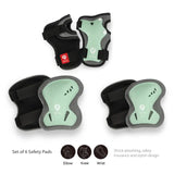 Qplay Kids Sports Safety Gear Set – Elbow, Knee & Wrist Guards - Green